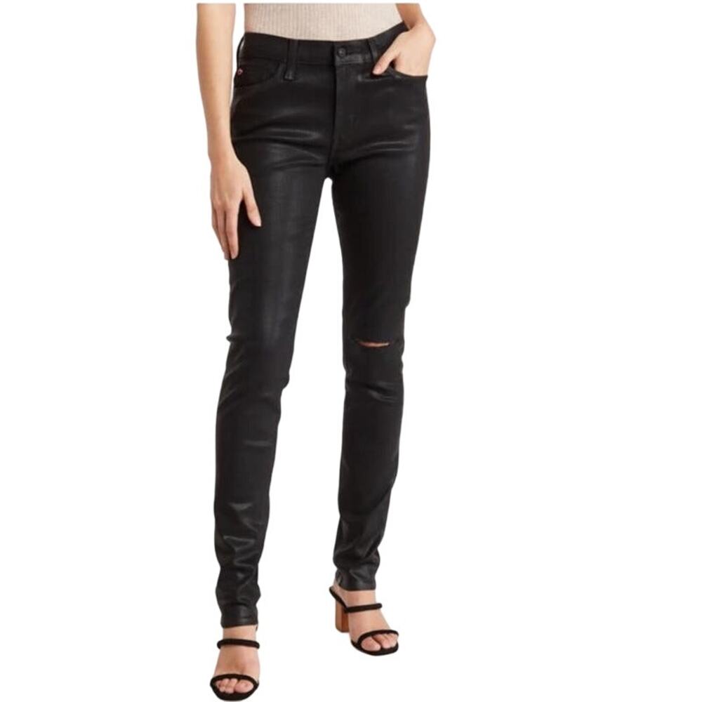 Hudson Jeans Natalie mid rise super skinny wax black size 34